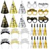 36 Pieces 2026 New Years Eve Party Supplies Include 6 Happy New Year Cone Hats 6 Glitter Tiaras 12 New Years Paper Eyeglasses and 12 Gold Silver Noise Makers for 2025 Happy New Year Party Decorations view 1
