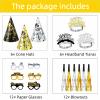36 Pieces 2026 New Years Eve Party Supplies Include 6 Happy New Year Cone Hats 6 Glitter Tiaras 12 New Years Paper Eyeglasses and 12 Gold Silver Noise Makers for 2025 Happy New Year Party Decorations view 2