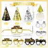 36 Pieces 2026 New Years Eve Party Supplies Include 6 Happy New Year Cone Hats 6 Glitter Tiaras 12 New Years Paper Eyeglasses and 12 Gold Silver Noise Makers for 2025 Happy New Year Party Decorations view 4
