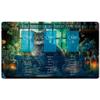 3 Card Spread Tarot Mat for Beginners and Experts, 8 Printed Layouts for Reading, Divination Cloth, Large Size Protective Desk or Table Pad for Readings (Gray-Cat-Apothecary-2) view 1