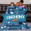 BlueKeyStudio Personalized Baby Blanket for Boys Girls Custom Baby Blanket with Name Customzied Name Blanket Baby Gifts for Kids Toddler Nursery Football Sports view 4