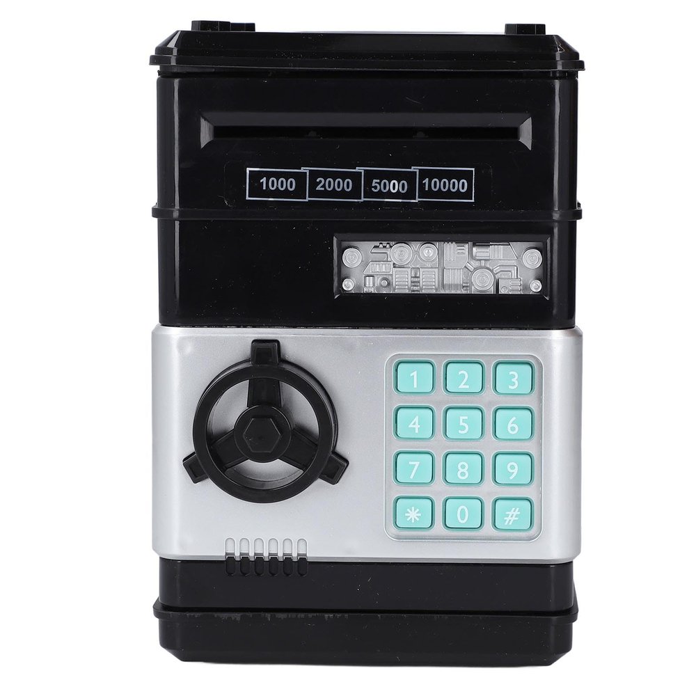 Piggy Bank for Kids, Safes for Kids Kids Cartoon Mini Cash Save Bank Toy Electronic Money Saving Box with Password L (Black)