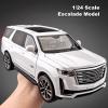 1/24 Scale Metal Alloy Diecast Vehicle Model Car Toy Collectible Model Toy for Escalade with Sound Light and Pull Back Power Toys Car, Gifts for Kids Boy,Home Decorate,White view 3