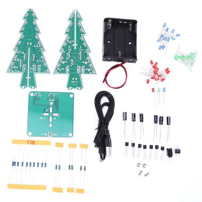3D Christmas Tree, 3D Xmas Tree Electronic Science Assemble Kit PCB Stereo Christmas Tree Board for Holiday, Soldering Stations (Three-Color DIY Set)