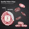 SHANTRA Poker Chips Poker Sets with Aluminum Case, Texas HoldEm Poker Set with 11.5 Gram Numbered Chips, Casino Chip Sets with 2 Decks of Plastic Playing Cards for Blackjack Gambling Games (300PCS) view 3