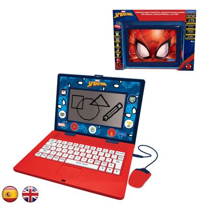 Lexibook, Spider-Man, Bilingual and Educational Laptop Spanish/English, Toy for Children, 170 Activities to Learn, Play Games and Music, Large Screen, Blue/Red, JC599SPi2