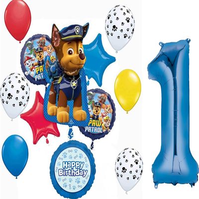 Anagram Paw Pups on Patrol 1st Birthday Party Supplies Chase 13pc Balloon Bouquet Decorations