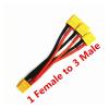 ACGTUY XT60 Parallel Connector Male/Female Cable 1 to 2 1 to 3 Dual Extension Y Splitter Silicone Wire 14AWG Fit Compatible RC Batry(1 Female to 3 Male) view 2