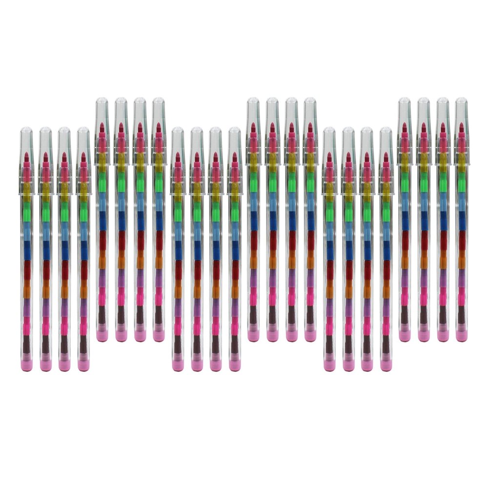 10/24Pcs Stacking Buildable Stackable Colouring Pencils 11 in 1 Building Block Colouring Wax Crayon