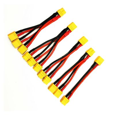 ACGTUY XT60 Parallel Connector Male/Female Cable 1 to 2 1 to 3 Dual Extension Y Splitter Silicone Wire 14AWG Fit Compatible RC Batry(1 Male to 3 Female)
