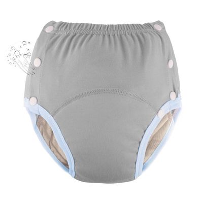 WEEOATAR Unisex Adult Cloth Diaper,Incontinence Cloth Diaper,Swim Nappie,Reusable,Washable and Adjustable with Snaps,Underwear for Seniors,Disability,Postpartum Waist: 22.0-35.4in(Grey,XL)
