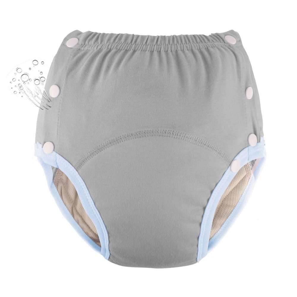 WEEOATAR Unisex Adult Cloth Diaper,Incontinence Cloth Diaper,Swim Nappie,Reusable,Washable and Adjustable with Snaps,Underwear for Seniors,Disability,Postpartum Waist: 22.0-35.4in(Grey,XL)