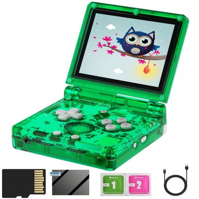 Anbernic RG35XXSP Flip Retro Handheld Game Console ,3.5 Inch IPS Screen Linux System Built-in 64G TF Card 5532 Games Support 5G WiFi Bluetooth TV Output(Green-new)