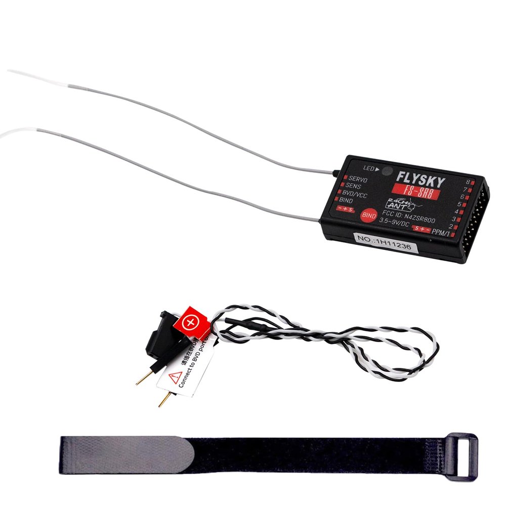Flysky FS-SR8 Receiver, 2.4GHz 8 Channel Remote Control Receiver Compatible with Flysky FS-ST8 RC Transmitter for RC Cars, Boats and Helicopters (FS-SR8 Receiver)