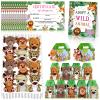 38 Pcs Safari Jungle Party Favors Include 12 Foldable Paper Boxes 12 Forest Mini Stuffed Animals 12 Adoption Cards 1 Adoption Signs 1 Fence for Jungle Party Supplies Adopt A Jungle Animal Favors view 1