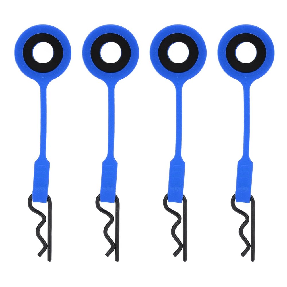 equlup RC Body Clips Pins, 4PCS RC Body Clips Pins RC Car Shell Body Fixed Clips Retainer Silicone Metal Universal for 1/10 Model Car (Dark Blue)