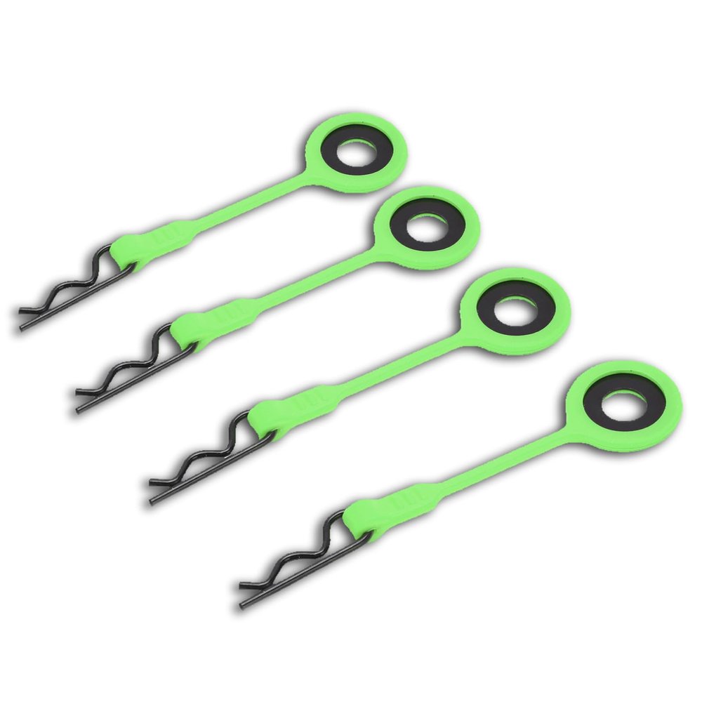 equlup RC Body Clips Pins, 4PCS RC Body Clips Pins RC Car Shell Body Fixed Clips Retainer Silicone Metal Universal for 1/10 Model Car (Green)