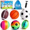 Billeeit Small Sports Balls for Toddler Pack of 6, Easter Gifts for Kids, 2 Each of 5" Football, Basketball, Soccer for Playground, Toy Balls Inflatable Multi-Sport Ball Set with 1 Pump view 1