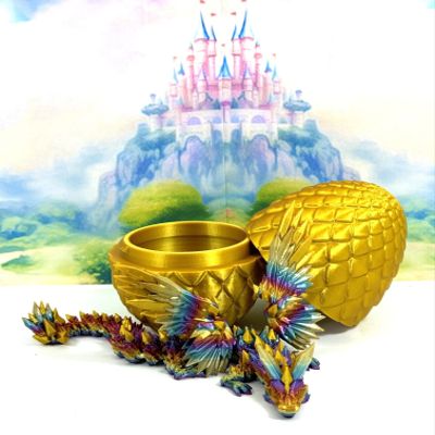 3D Winged Dragon with Egg, Full Articulated Nebula Rainbow Crystal Winged Dragon, Dragon with Wings, Fidget Toys, Adults Fidget Toys for Autism IHWCW006-GE