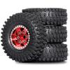 1.0 Crawler Tires and Aluminum Beadlock Wheels 4pcs 55 * 20mm 1.0 Beadlock Wheels and Tires Set for 1/18 TRX4M 1/24 RC Crawler Car Axial SCX24 FMS FCX24 Gladiator Bronco C10 (Red6-Spoke) view 4