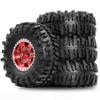 1.0 Beadlock Wheels and Tires Set4pcs Aluminum Wheel Hub 1.0 Tires OD 55mm/2.2in 1.0 Crawler Tires for Axial SCX24 AX24 TRX4M FCX24 Upgrade 1/24 1/18 RC Crawler Car (Red6-Spoke) view 2