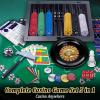 5 in 1 Premium Casino Game Set: Blackjack/Roulette/Craps/Texas Holdem/Poker Game Kit with 360 Chip+8 Deck Card+Roulette Wheel+2 Two-Sided Felt+6 Dice+Stratedgy Card,Texas Holdem Poker Blackjack Set view 3