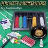 5 in 1 Premium Casino Game Set: Blackjack/Roulette/Craps/Texas Holdem/Poker Game Kit with 360 Chip+8 Deck Card+Roulette Wheel+2 Two-Sided Felt+6 Dice+Stratedgy Card,Texas Holdem Poker Blackjack Set view 4