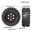 1.0 Beadlock Wheels and Tires Set4pcs Aluminum Wheel Hub 1.0 Tires OD 55mm/2.2in 1.0 Crawler Tires for Axial SCX24 AX24 TRX4M FCX24 Upgrade 1/24 1/18 RC Crawler Car (Black(6-Spoke)) view 2