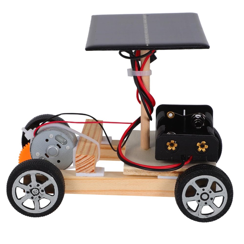 Toyvian Solar Powered Car Stem Building Kit for Kids DIY Solar Electric Car Science Experiment Toy with Motor Educational Engineering Project for Children