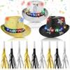 Geyoga 6 Pcs 2026 Happy New Year Party Hat Kit Include 3pcs LED Light up Sequin Hats and 3pcs Fringe Squawkers New Years Eve Party Supplies for 2026 Decorations Favors view 1