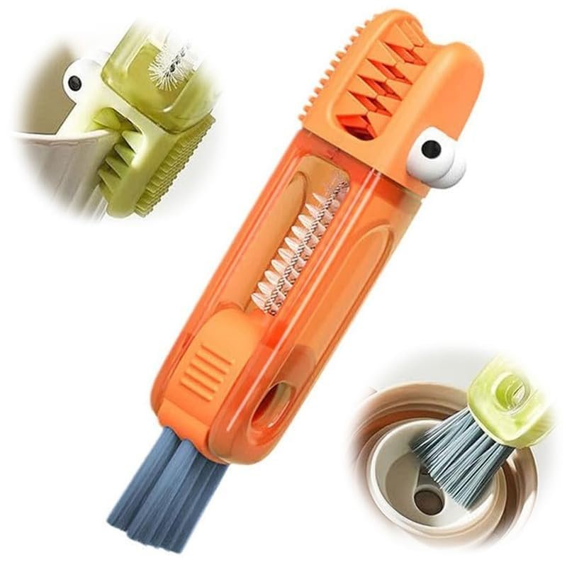 2024 New 3 in 1 Multifunctional Cleaning Cup Lid Brush, Cup Lid Gap Cleaning Brush Set, Portable Crevice Cleaning Brush Set, for Baby Bottle Gap Tight Spaces (B-Red)
