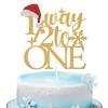 1/2 Way to One Cake Topper, Half Way to One, Happy 6 Months, Winter Snowflake Christmas Half Birthday Party Decorations Supplies for Kids, Gold Glitter view 1