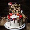 1/2 Way to One Cake Topper, Half Way to One, Happy 6 Months, Winter Snowflake Christmas Half Birthday Party Decorations Supplies for Kids, Gold Glitter view 4