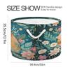 Storage Bin Basket Large Foldable Clothes Bag Round Collapsible Fabric Laundry Hamper Folding Washing Bin Bear Mama Baby Flowers view 2
