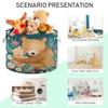 Storage Bin Basket Large Foldable Clothes Bag Round Collapsible Fabric Laundry Hamper Folding Washing Bin Bear Mama Baby Flowers view 4