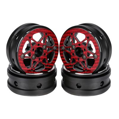 1.9 Inch Carbon Fiber Delrin Wheels Rim for 1/10 RC Rig Crawler LCG Comp Builds SCX10 Capra TRX4 TGH Dlux Gspeed V4 UGRC Chassis (4PCS A Red)