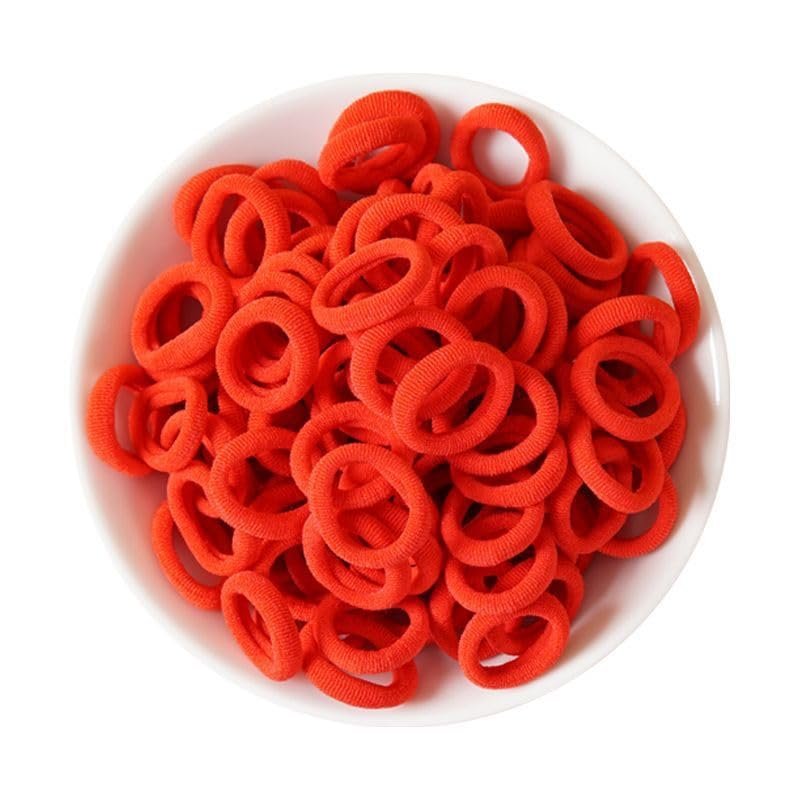 100 Pieces Christmas Elastic Baby Red Hair Ties Mini Hair Bands Kid Colored Ponytail Holders for Baby Girl Toddler NewYear