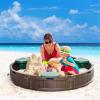 Children's Sandbox, Round Sandbox, 3 Semi-Circular Seat Plates, Oxford Cloth Cover, Polished Smooth Surface, Made of High-Density Polyethylene, Suitable for Children Aged 3-12, Chocolate Brown view 2