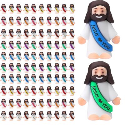AKFAHOIF 100PCS Little Jesus Figures, Mini Jesus Figurines in Bulk, Multicolor Tiny Jesus Figures, Miniature Figurines to Hide and Seek Religious Gifts for Easter Egg Stuffers
