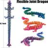 3D Printed Dragon 8.7'', 4PCS Flexible Articulated Crystal Dragon Fidget Toy, 3D Printer Animal Decor (4-Piece Set-B) view 3