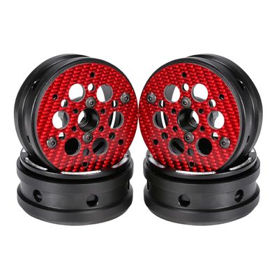 1.9 Inch Carbon Fiber Delrin Wheels Rim for 1/10 RC Rig Crawler LCG Comp Builds SCX10 Capra TRX4 TGH Dlux Gspeed V4 UGRC Chassis (4PCS B Red)