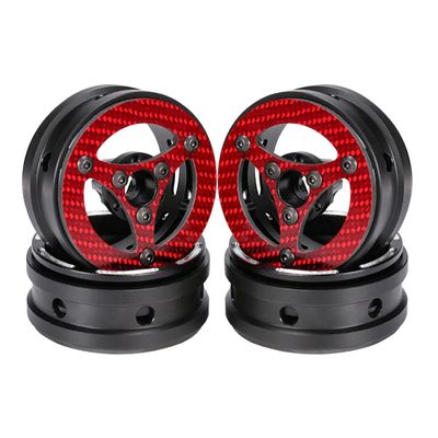 1.9 Inch Carbon Fiber Delrin Wheels Rim for 1/10 RC Rig Crawler LCG Comp Builds SCX10 Capra TRX4 TGH Dlux Gspeed V4 UGRC Chassis (4PCS D Red)