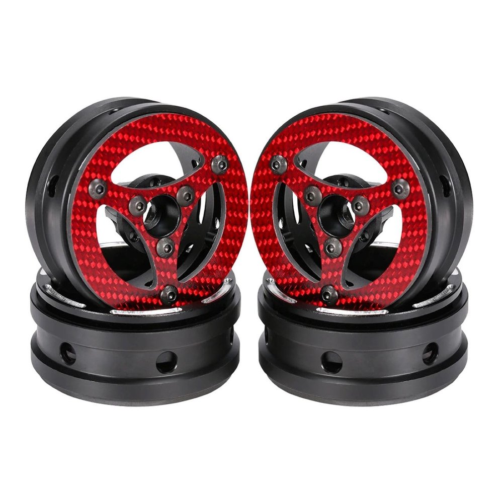 1.9 Inch Carbon Fiber Delrin Wheels Rim for 1/10 RC Rig Crawler LCG Comp Builds SCX10 Capra TRX4 TGH Dlux Gspeed V4 UGRC Chassis (4PCS D Red)