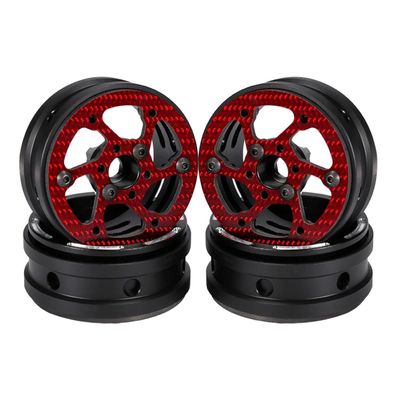 1.9 Inch Carbon Fiber Delrin Wheels Rim for 1/10 RC Rig Crawler LCG Comp Builds SCX10 Capra TRX4 TGH Dlux Gspeed V4 UGRC Chassis (4PCS C Red)
