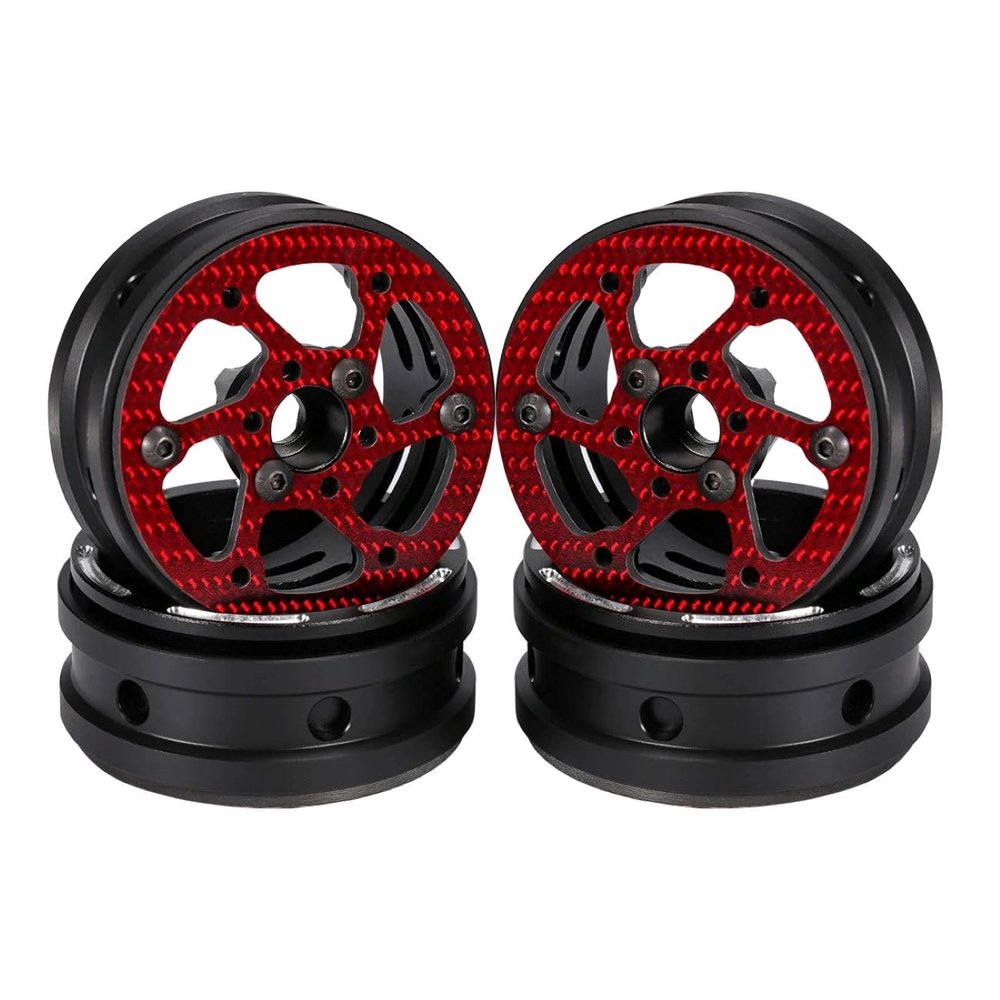 1.9 Inch Carbon Fiber Delrin Wheels Rim for 1/10 RC Rig Crawler LCG Comp Builds SCX10 Capra TRX4 TGH Dlux Gspeed V4 UGRC Chassis (4PCS C Red)