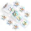 Whaline Christmas Winter Snowman Face Stickers Roll Snowflake Shape Holographic Laser Seal Stickers Xmas Waterproof Self-Adhesive Decals for Envelope Journal Decor Party Supplies, 500Pcs view 1