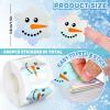Whaline Christmas Winter Snowman Face Stickers Roll Snowflake Shape Holographic Laser Seal Stickers Xmas Waterproof Self-Adhesive Decals for Envelope Journal Decor Party Supplies, 500Pcs view 2