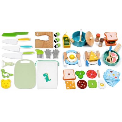 HAIMST 15 PCS Montessori Kitchen Tools Kids Kitchen Knife Set, 35 PCS Play Kitchen Accessories