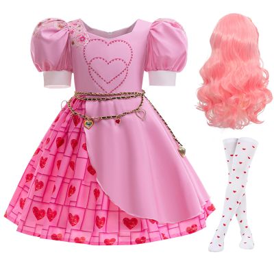 ADREIT Kids Rise Red Costume Girls Bridget Pink Princess Dress Movie Cosplay Halloween Outfit
