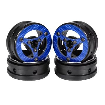 1.9 Inch Carbon Fiber Delrin Wheels Rim for 1/10 RC Rig Crawler LCG Comp Builds SCX10 Capra TRX4 TGH Dlux Gspeed V4 UGRC Chassis (4PCS D Blue)